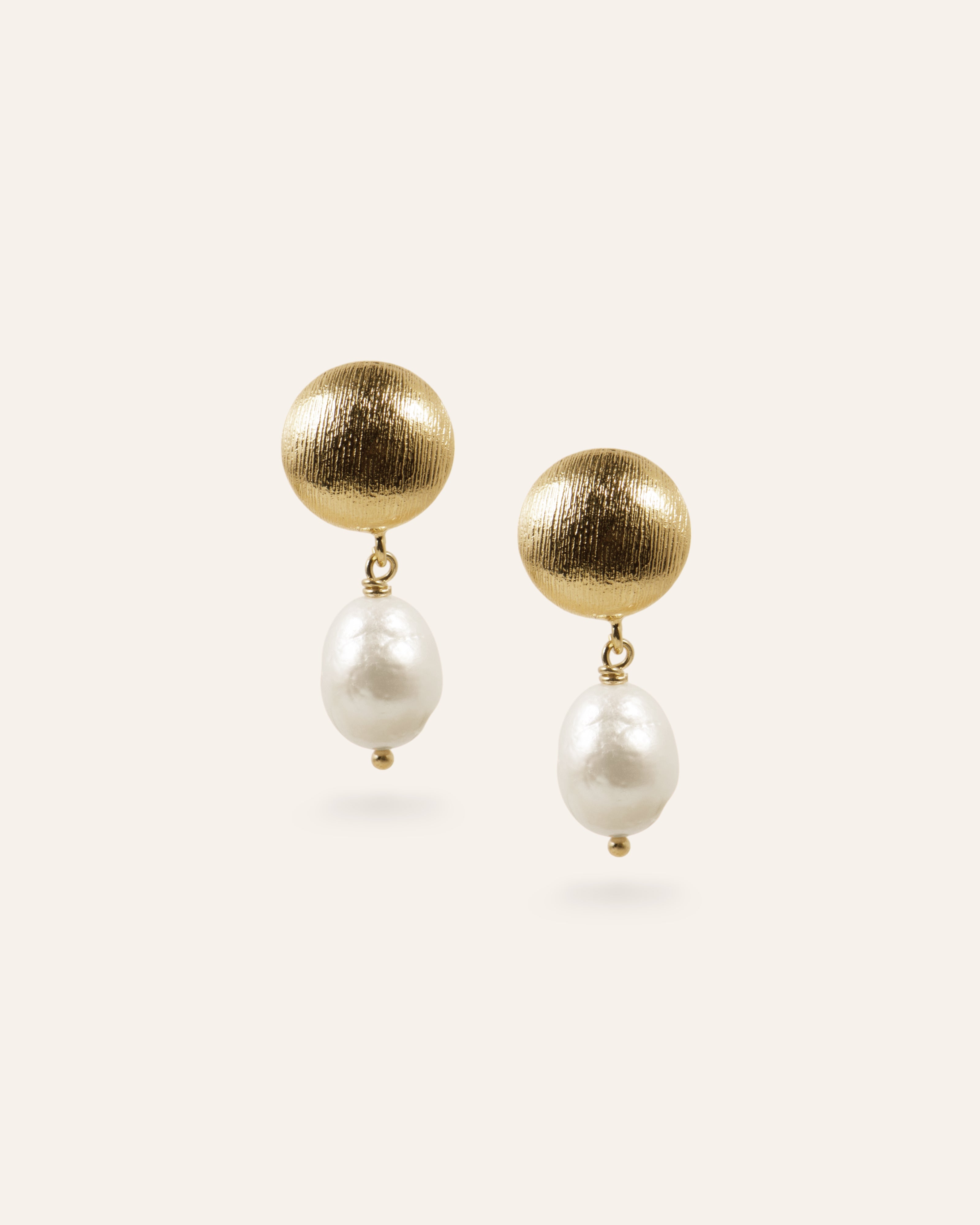 Pendientes con Perla Loren Bañado en Oro 24k / Perla