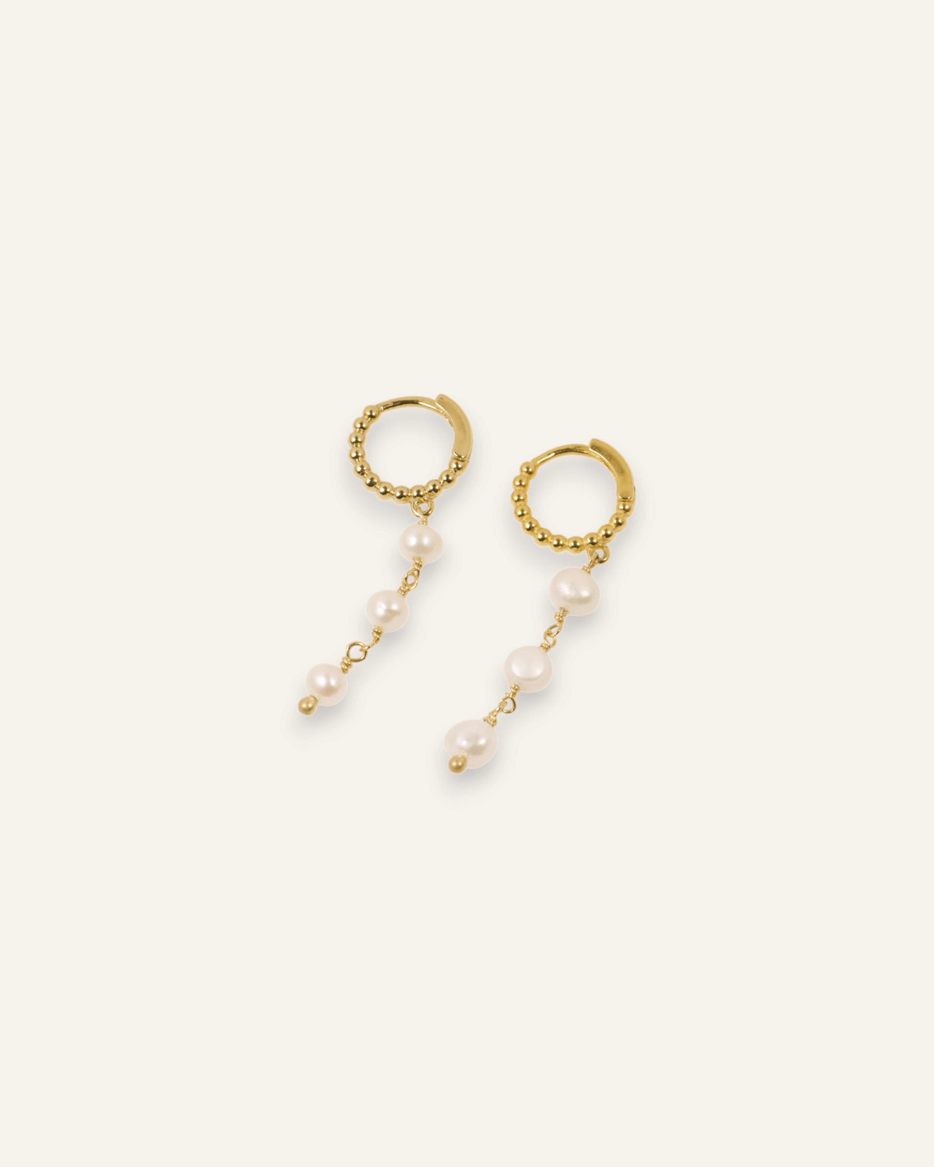 Pendientes Colgantes con Perlas Mael Bañado en Oro 24k