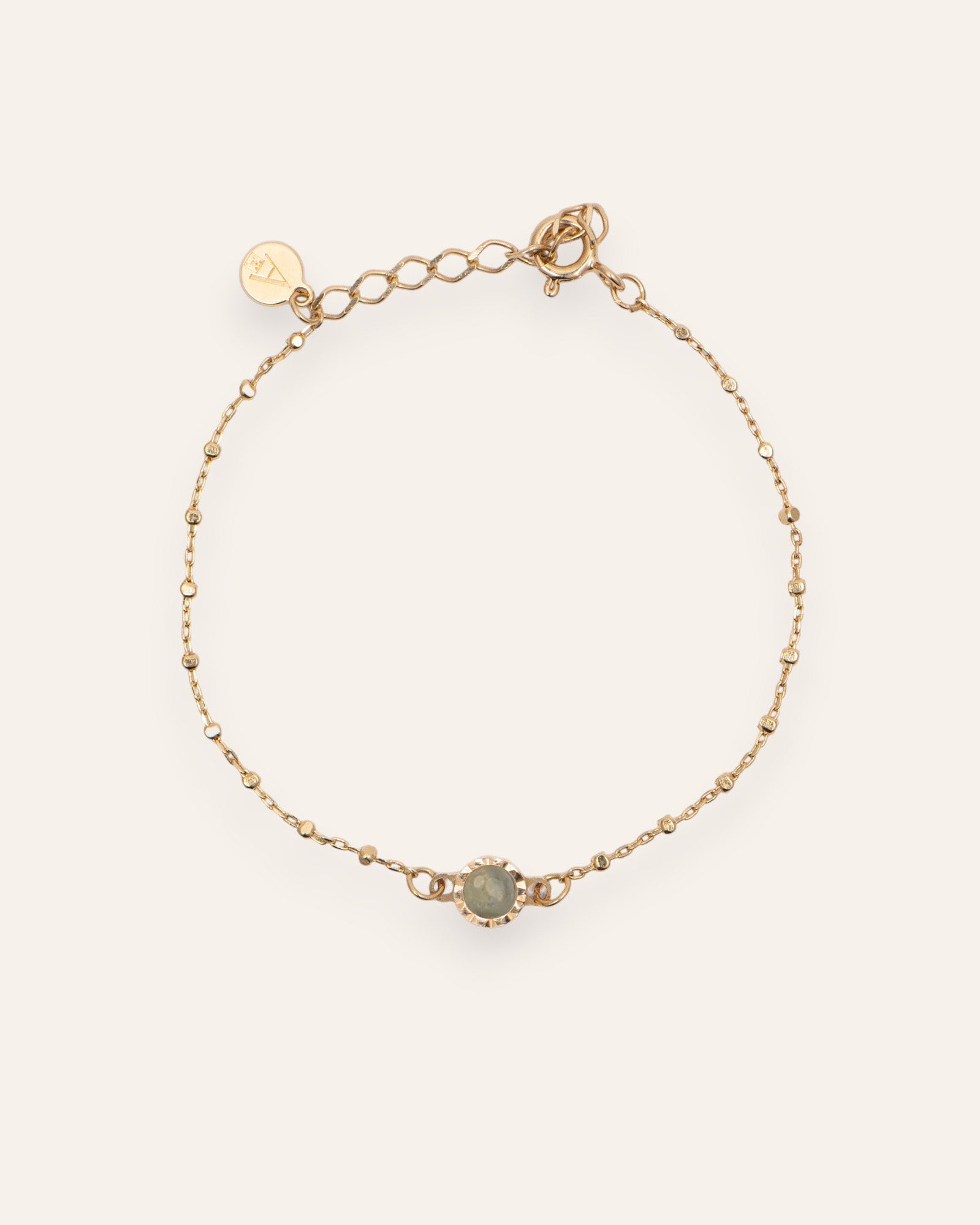 Bracelet Solitaire Pierre de Naissance Mars Plaqué Or 18ct / Aigue Marine 